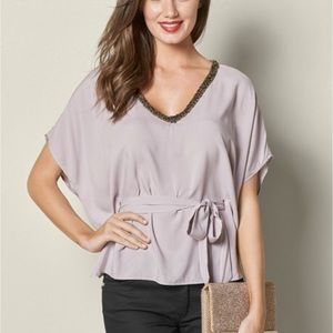 Embellished V Neck Top